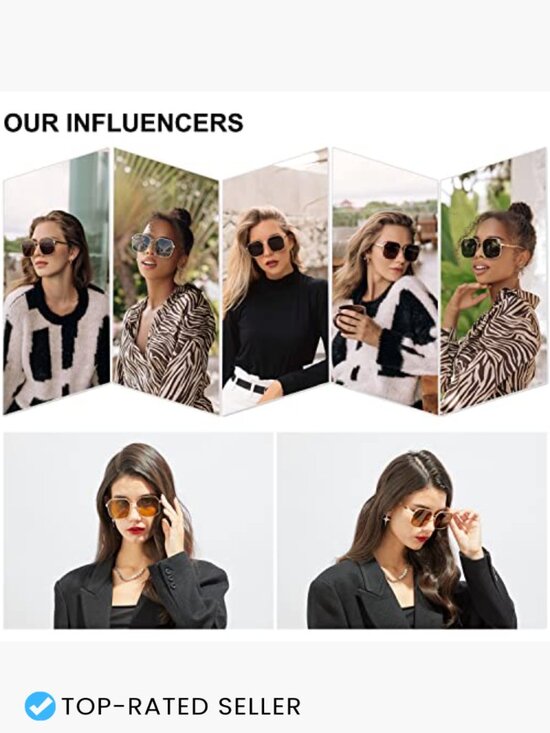 Retro Square Polarized Sunglasses Vintage Oversized Large Metal Frame UV400 main image 5